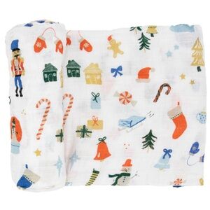 NWT Little Unicorn Cotton Muslin Swaddle Single, Christmas Time